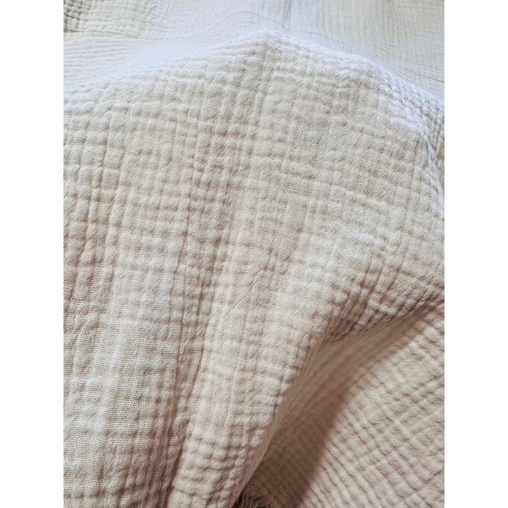 Hem & Thread Cream Cotton Gauze Frayed Hem Button Down Shirt Womens Lg Lagenlook - Picture 14 of 16